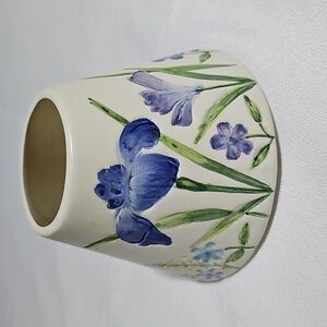 Ceramic Blue Iris & Wildflowers Candle Topper Shade - small